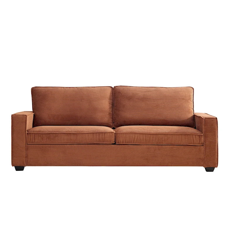 Corduroy Upholstered Loveseat Sofa with Solid Wood Frame and Pillow