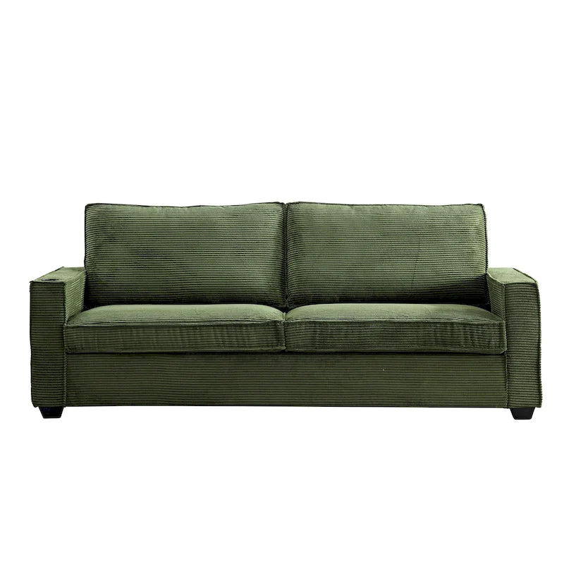 Corduroy Upholstered Loveseat Sofa with Solid Wood Frame and Pillow