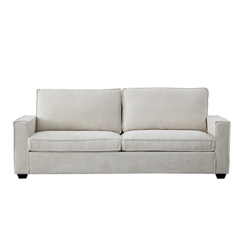Corduroy Upholstered Loveseat Sofa with Solid Wood Frame and Pillow