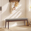 Gepolsterte Bank im Mid-Century-Modern-Stil mit Beinen aus massivem Holz, Braun und Grau