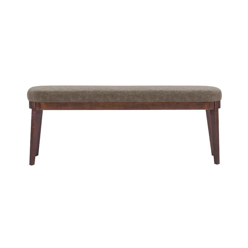 Gepolsterte Bank im Mid-Century-Modern-Stil mit Beinen aus massivem Holz, Braun und Grau