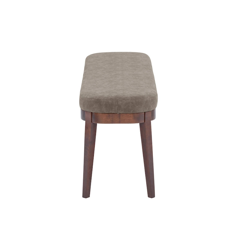 Gepolsterte Bank im Mid-Century-Modern-Stil mit Beinen aus massivem Holz, Braun und Grau