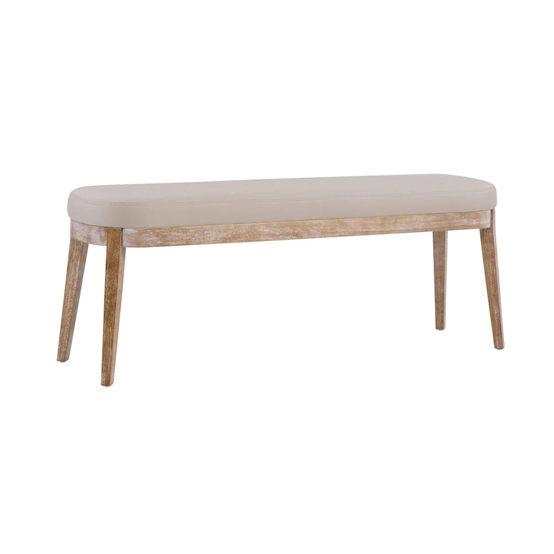 Gepolsterte Bank im Mid-Century-Modern-Stil mit Beinen aus massivem Holz, Braun und Grau