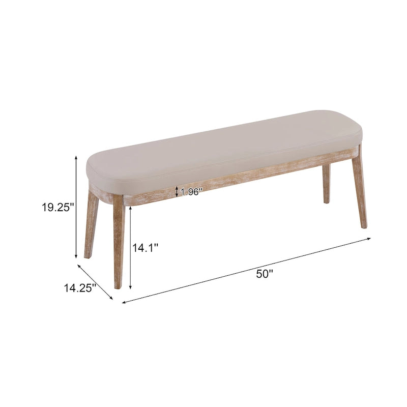 Gepolsterte Bank im Mid-Century-Modern-Stil mit Beinen aus massivem Holz, Braun und Grau