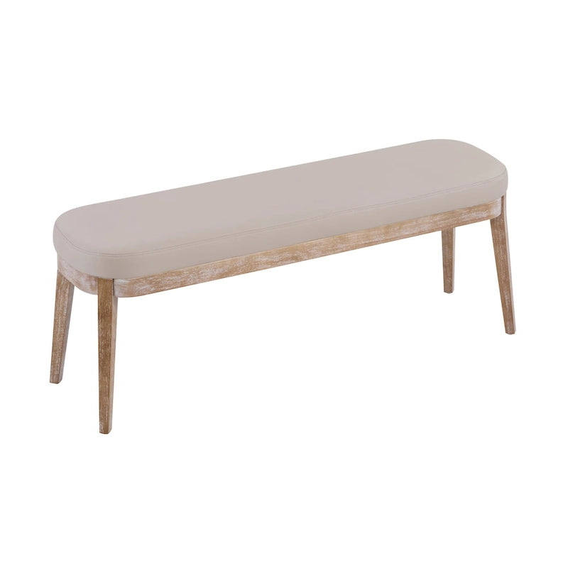 Gepolsterte Bank im Mid-Century-Modern-Stil mit Beinen aus massivem Holz, Braun und Grau