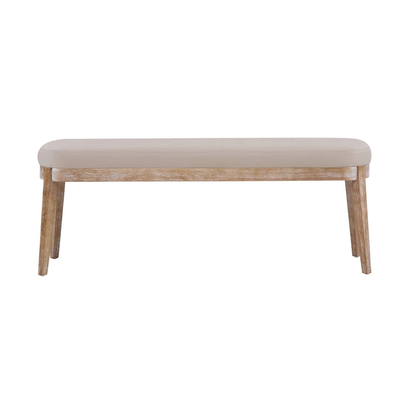 Gepolsterte Bank im Mid-Century-Modern-Stil mit Beinen aus massivem Holz, Braun und Grau