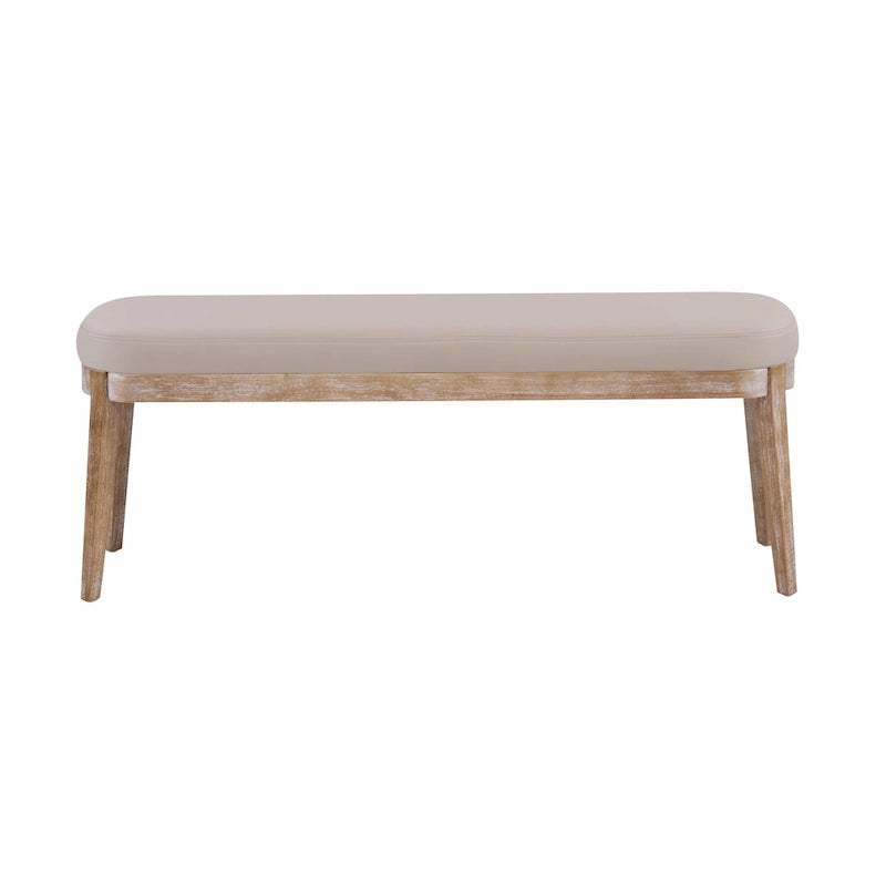 Gepolsterte Bank im Mid-Century-Modern-Stil mit Beinen aus massivem Holz, Braun und Grau