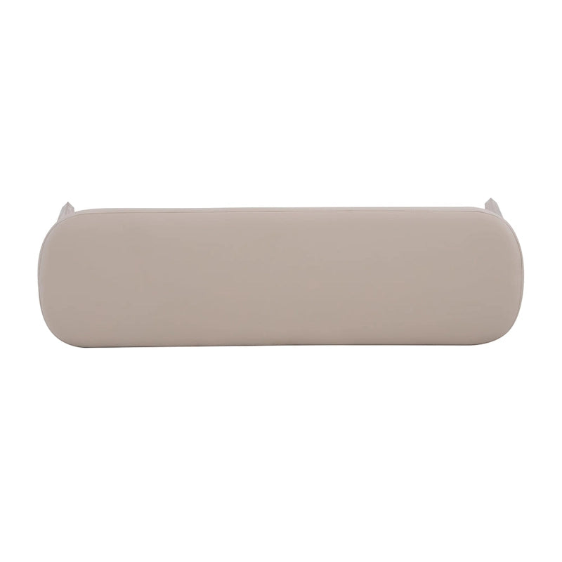 Gepolsterte Bank im Mid-Century-Modern-Stil mit Beinen aus massivem Holz, Braun und Grau