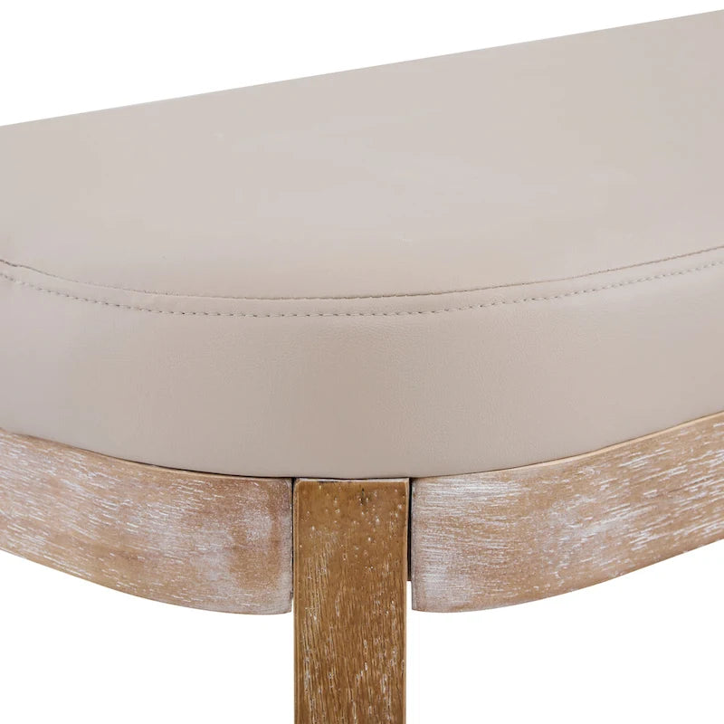 Gepolsterte Bank im Mid-Century-Modern-Stil mit Beinen aus massivem Holz, Braun und Grau