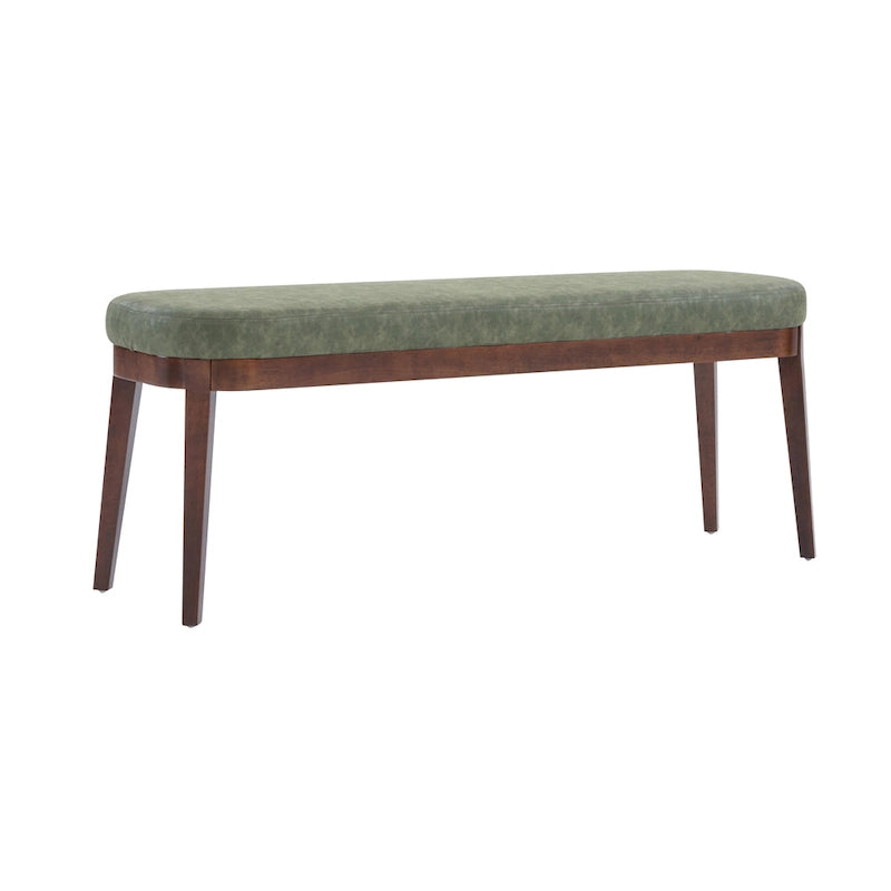 Gepolsterte Bank im Mid-Century-Modern-Stil mit Beinen aus massivem Holz, Braun und Grau