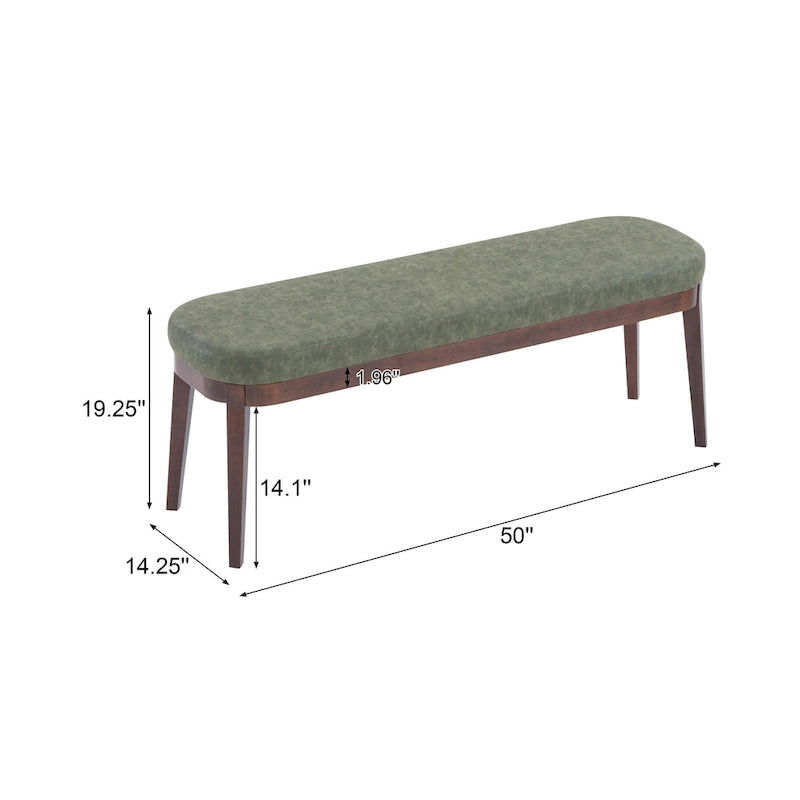 Gepolsterte Bank im Mid-Century-Modern-Stil mit Beinen aus massivem Holz, Braun und Grau