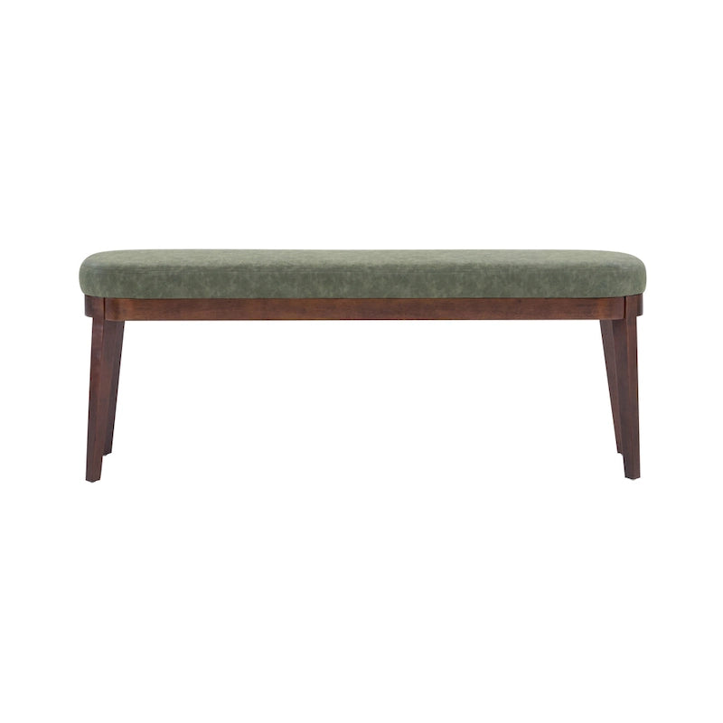 Gepolsterte Bank im Mid-Century-Modern-Stil mit Beinen aus massivem Holz, Braun und Grau