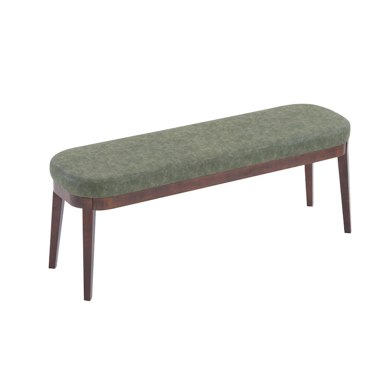 Gepolsterte Bank im Mid-Century-Modern-Stil mit Beinen aus massivem Holz, Braun und Grau
