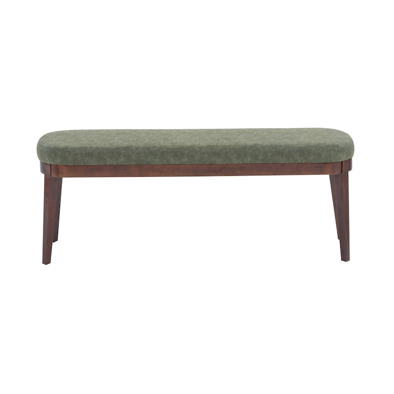 Gepolsterte Bank im Mid-Century-Modern-Stil mit Beinen aus massivem Holz, Braun und Grau