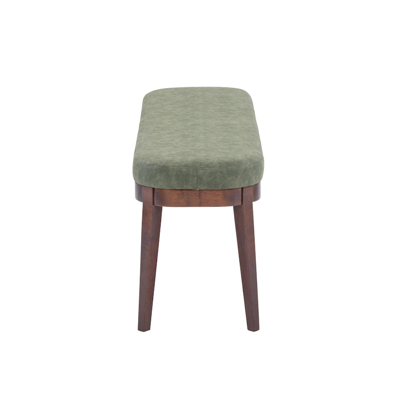 Gepolsterte Bank im Mid-Century-Modern-Stil mit Beinen aus massivem Holz, Braun und Grau