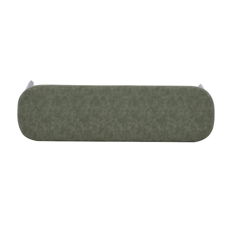 Gepolsterte Bank im Mid-Century-Modern-Stil mit Beinen aus massivem Holz, Braun und Grau