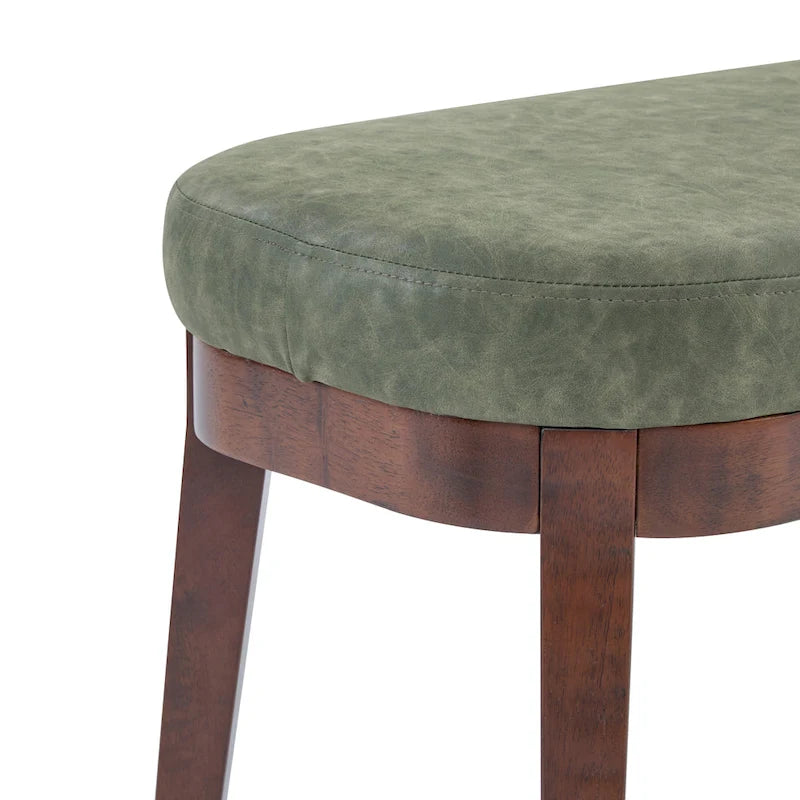 Gepolsterte Bank im Mid-Century-Modern-Stil mit Beinen aus massivem Holz, Braun und Grau