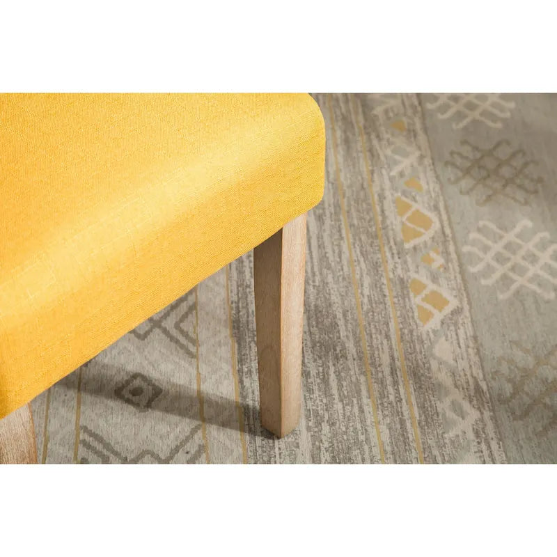 Button-Tufted High-Back Upholstered Dining Chair with Solid Wood Legs