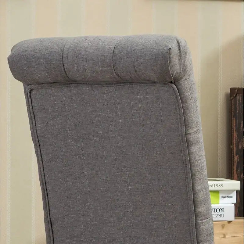 Button-Tufted High-Back Upholstered Dining Chair with Solid Wood Legs