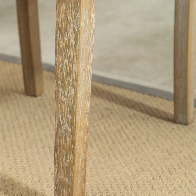 Button-Tufted High-Back Upholstered Dining Chair with Solid Wood Legs