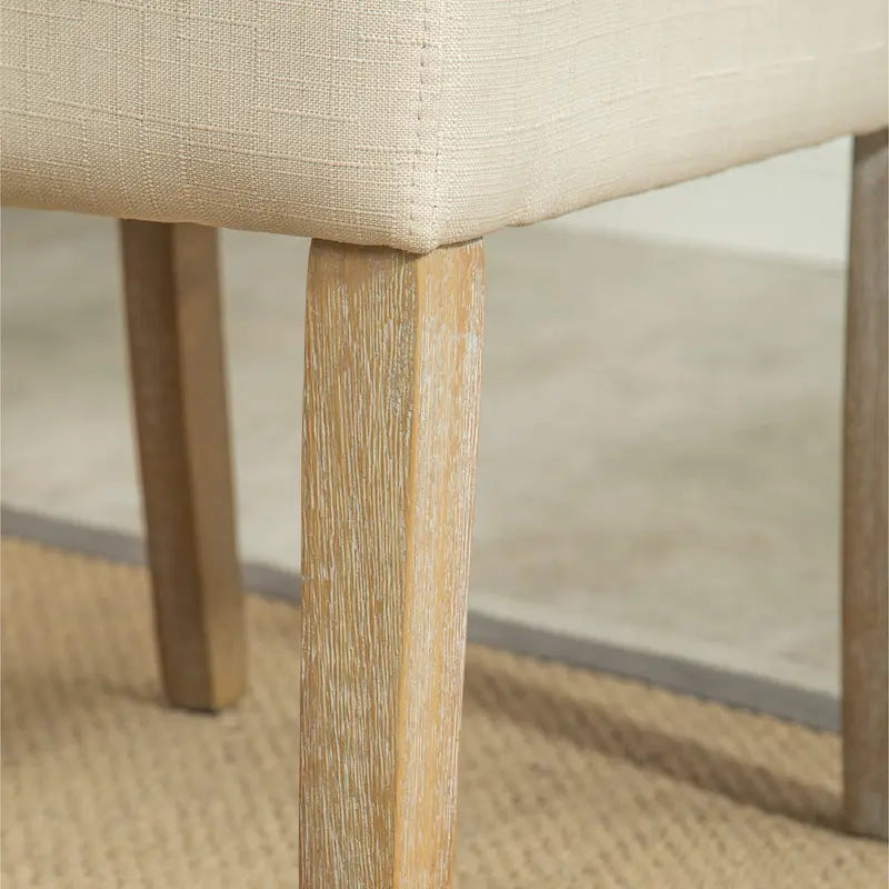 Button-Tufted High-Back Upholstered Dining Chair with Solid Wood Legs