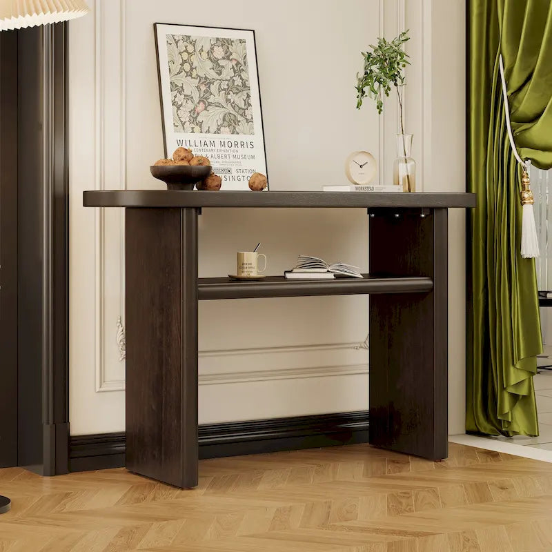 Minimalist Console Table with Lower Shelf, MDF, Multiple Colors