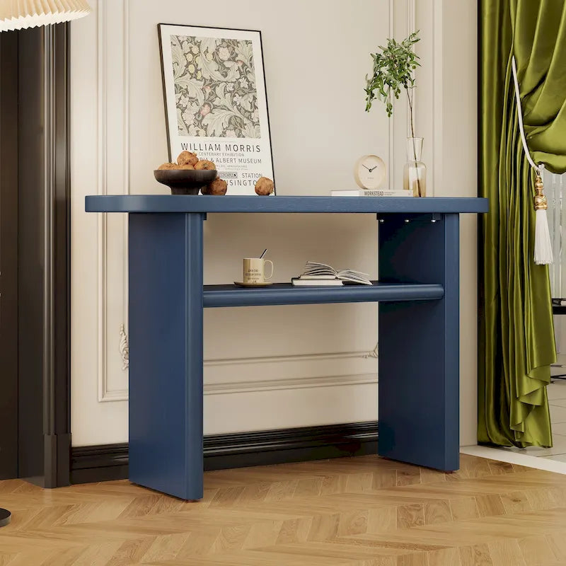 Minimalist Console Table with Lower Shelf, MDF, Multiple Colors