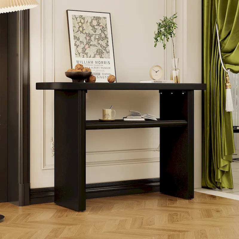 Minimalist Console Table with Lower Shelf, MDF, Multiple Colors