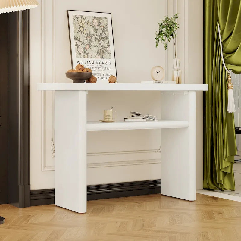 Minimalist Console Table with Lower Shelf, MDF, Multiple Colors