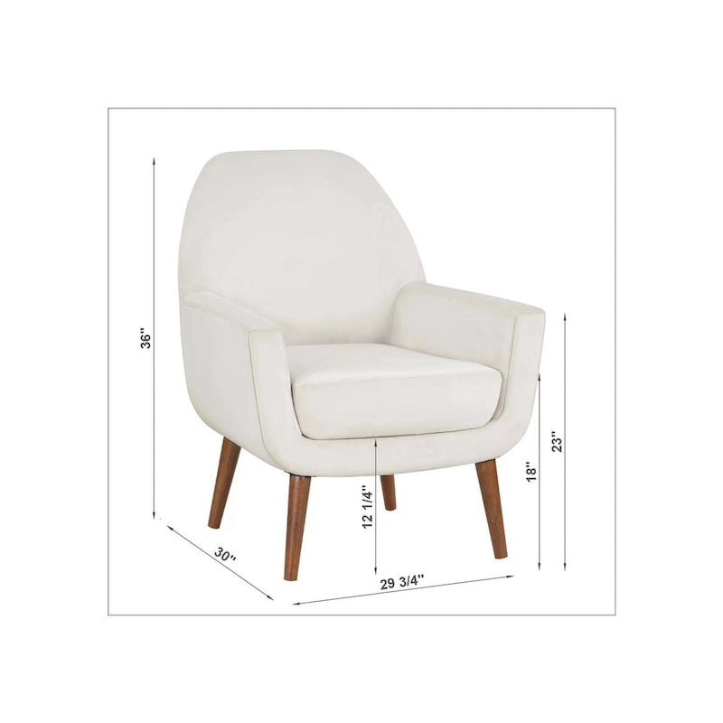 Mid-Century Velvet Upholstered Accent Arm Chair with Wooden Legs