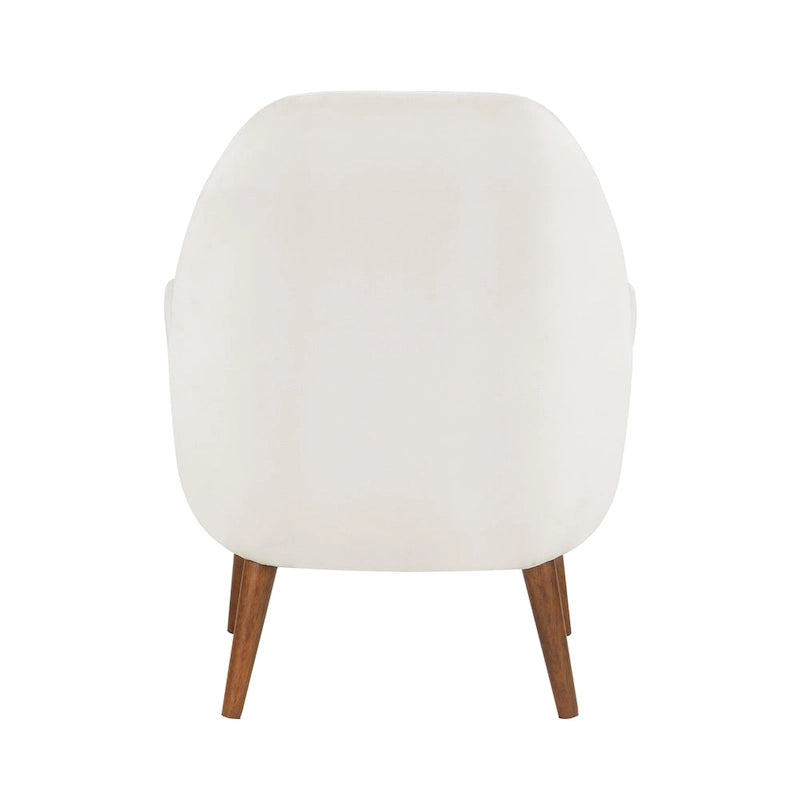 Mid-Century Velvet Upholstered Accent Arm Chair with Wooden Legs