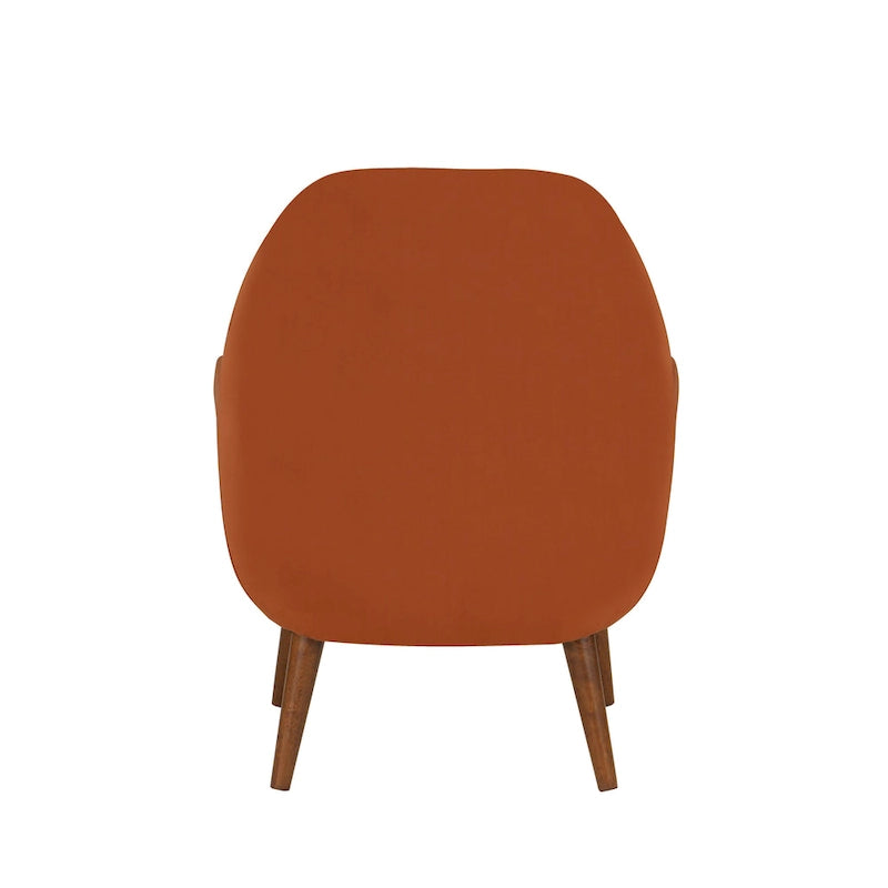 Mid-Century Velvet Upholstered Accent Arm Chair with Wooden Legs