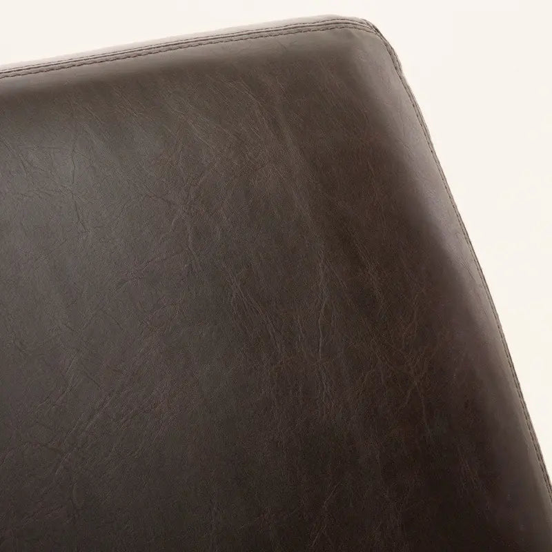 Brown Bonded Leather Chaise Lounge with Dark Wood Legs