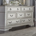 Antique White Weathered Brown 7-Drawer Dresser European Traditional Style