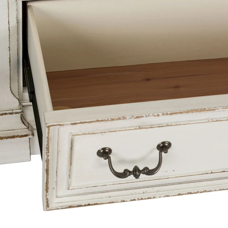 Antique White Weathered Brown 7-Drawer Dresser European Traditional Style