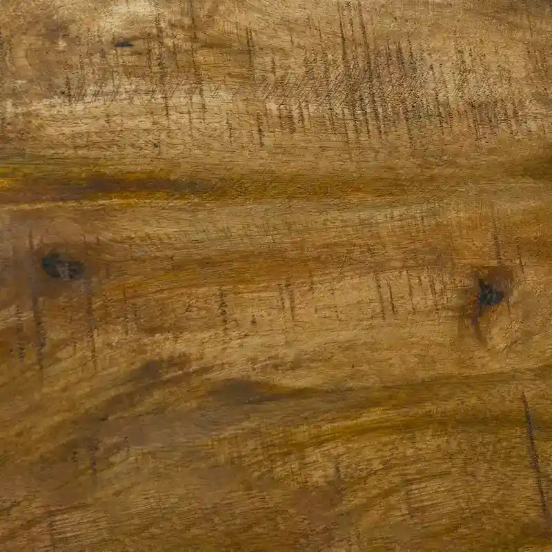Rückenfreier Barhocker aus Mangoholz und Eisen mit honigbrauner Oberfläche