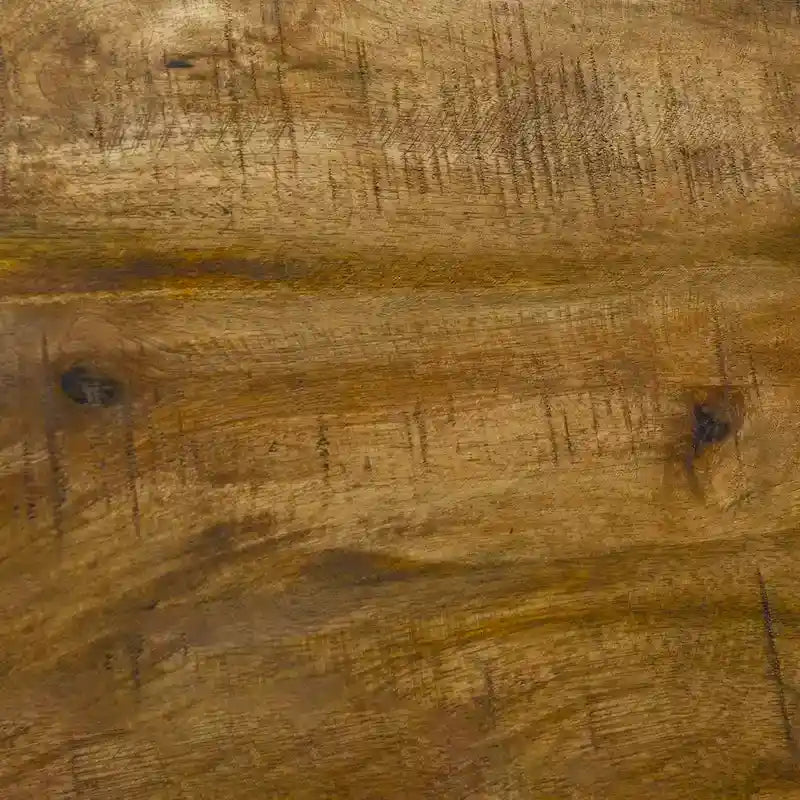 Rückenfreier Barhocker aus Mangoholz und Eisen mit honigbrauner Oberfläche