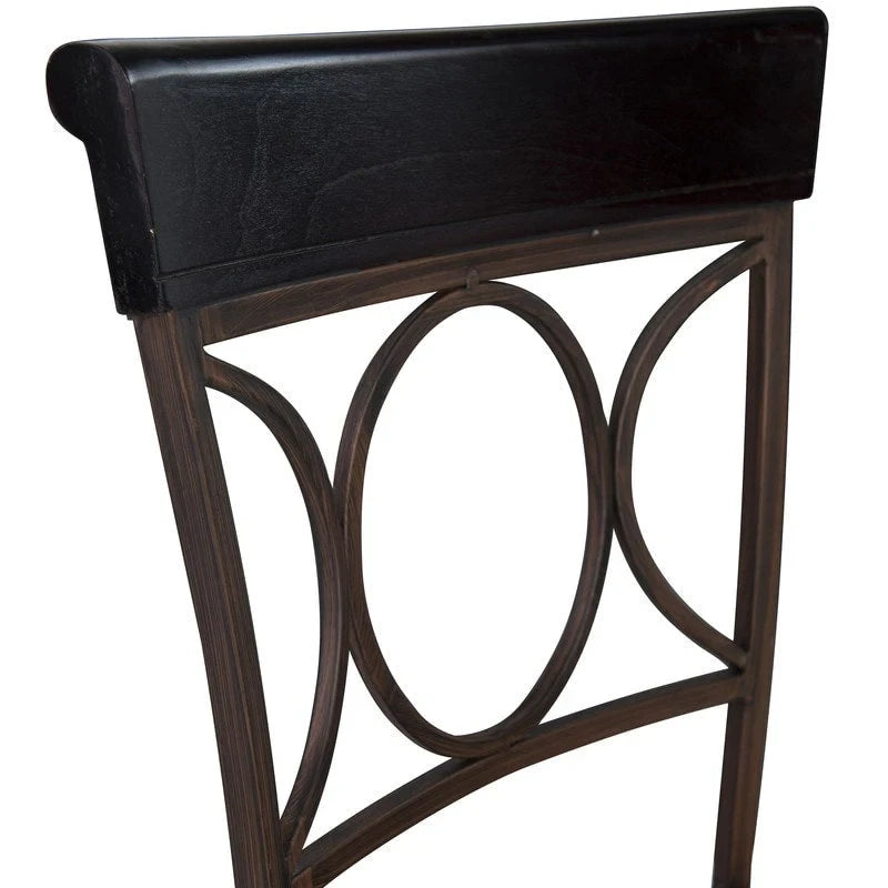 Circles Back Swivel Counter Stool with Brown Cushioned Seat and Metal Frame