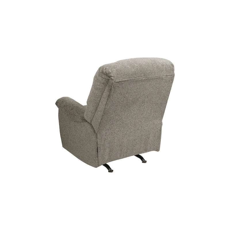 Taupe Floral Fabric Rocker Recliner Chair with One-Pull Reclining Motion