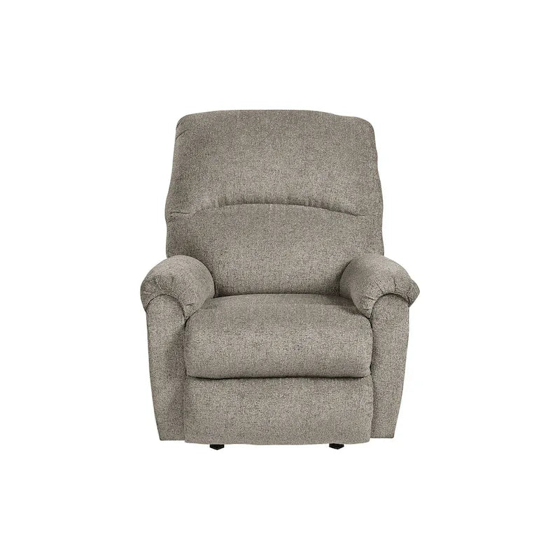 Taupe Floral Fabric Rocker Recliner Chair with One-Pull Reclining Motion