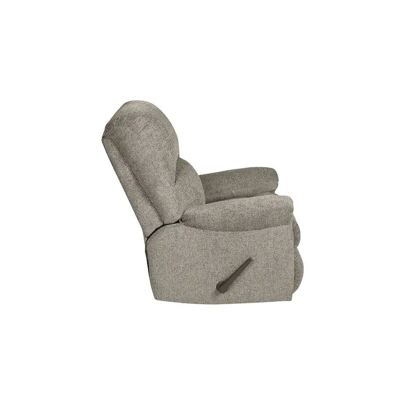 Taupe Floral Fabric Rocker Recliner Chair with One-Pull Reclining Motion
