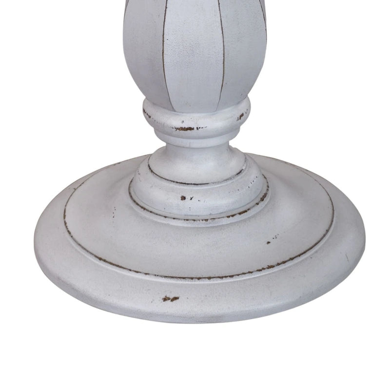 Antique White Round Accent Table with Pedestal Base Two-Tone Finish
