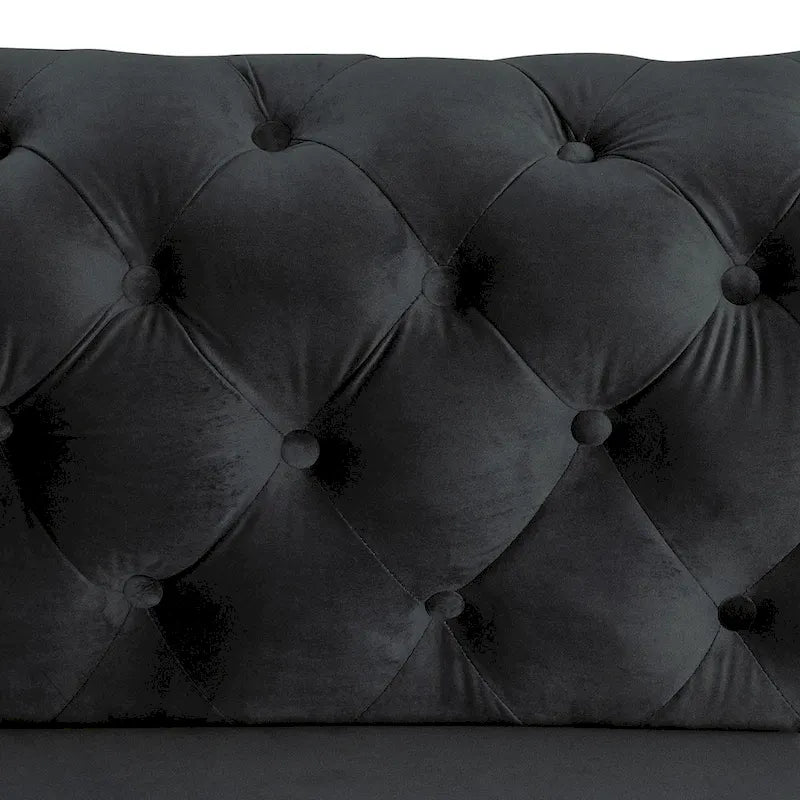 Velvet Tufted Loveseat Sofa with Solid Wood Frame and Metal Legs
