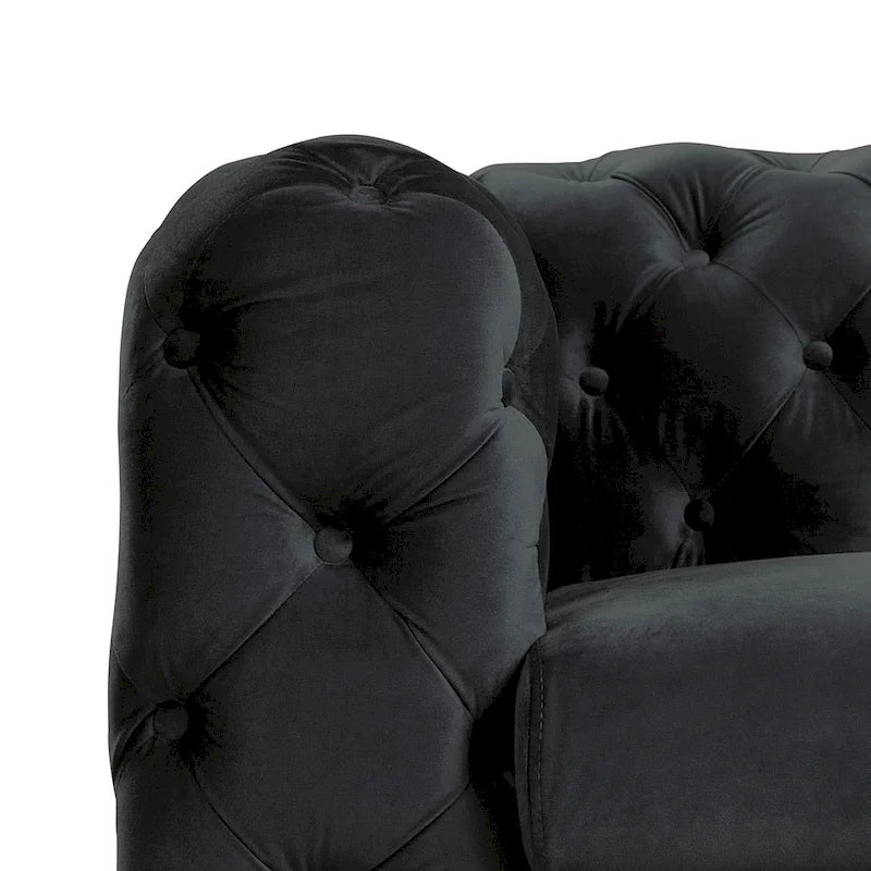 Velvet Tufted Loveseat Sofa with Solid Wood Frame and Metal Legs