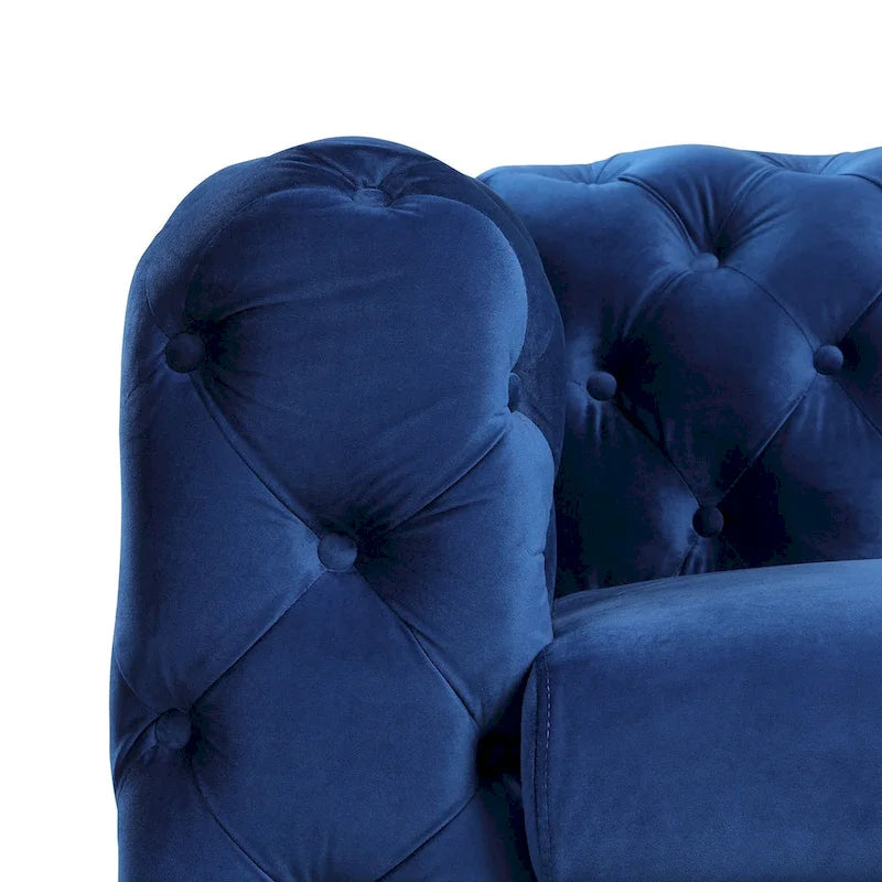 Velvet Tufted Loveseat Sofa with Solid Wood Frame and Metal Legs