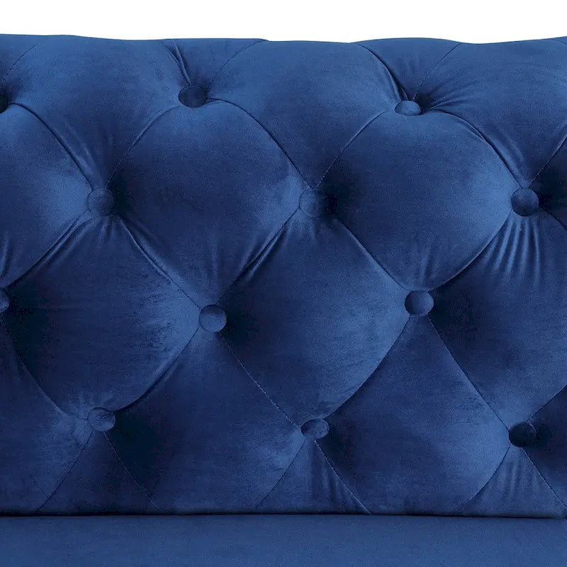 Velvet Tufted Loveseat Sofa with Solid Wood Frame and Metal Legs