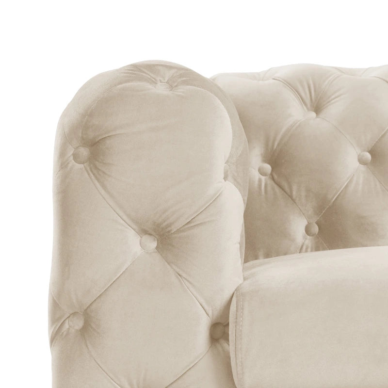 Velvet Tufted Loveseat Sofa with Solid Wood Frame and Metal Legs