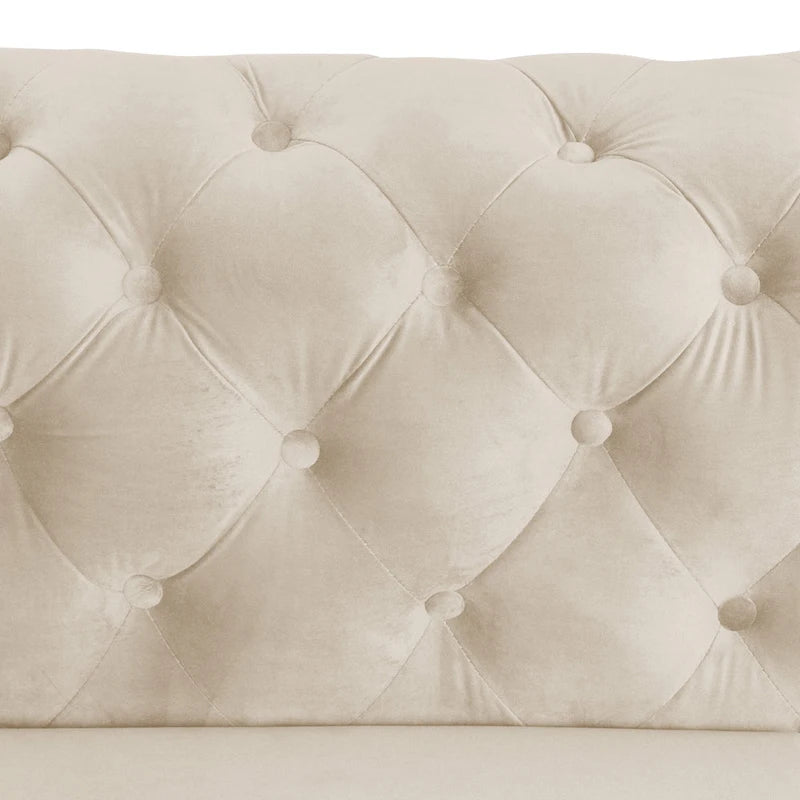 Velvet Tufted Loveseat Sofa with Solid Wood Frame and Metal Legs