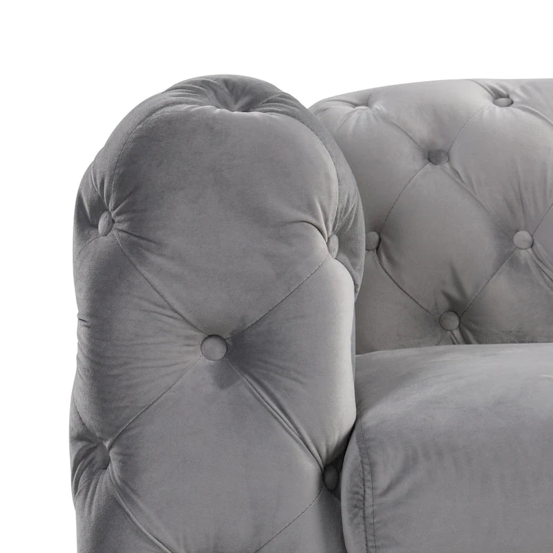 Velvet Tufted Loveseat Sofa with Solid Wood Frame and Metal Legs