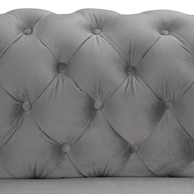 Velvet Tufted Loveseat Sofa with Solid Wood Frame and Metal Legs